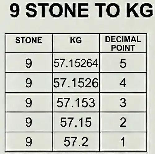 9 stone in kg